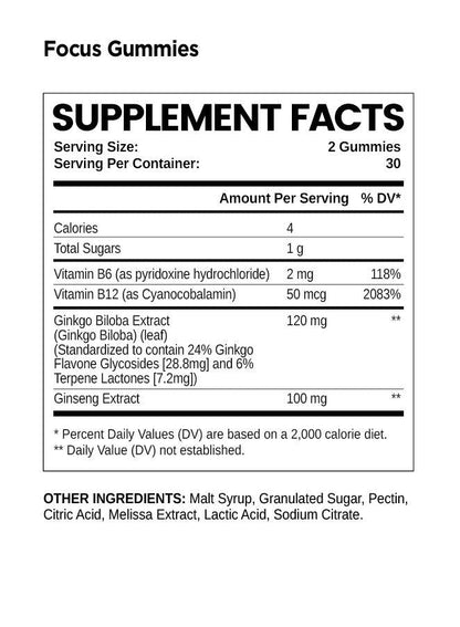 Focus Gummies Ingredients 